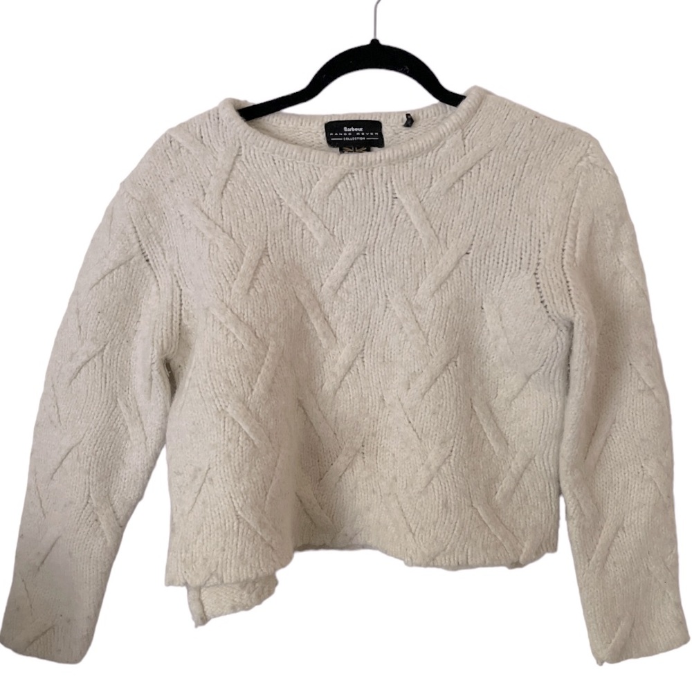 Barbour‎ x Range Rover / Land Rover Cream Cropped Cableknit Crewneck Sweater